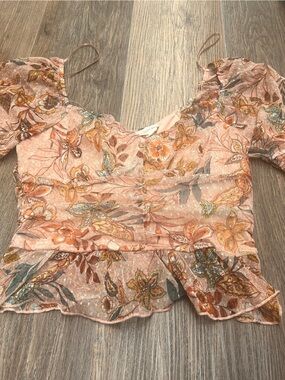 meraki Floral Ruffle crop Top